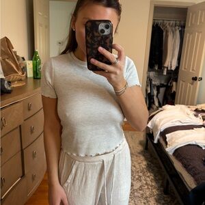 Wild Fable Light Gray Ribbed Tee